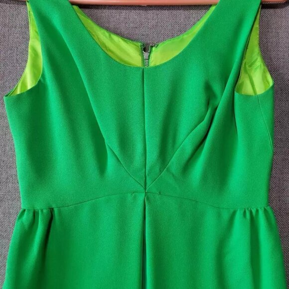 Roos Atkins Womens A Line Dress Green Pleated Mini Scoop Neck Sleeveless Zip 7 - Picture 4 of 10